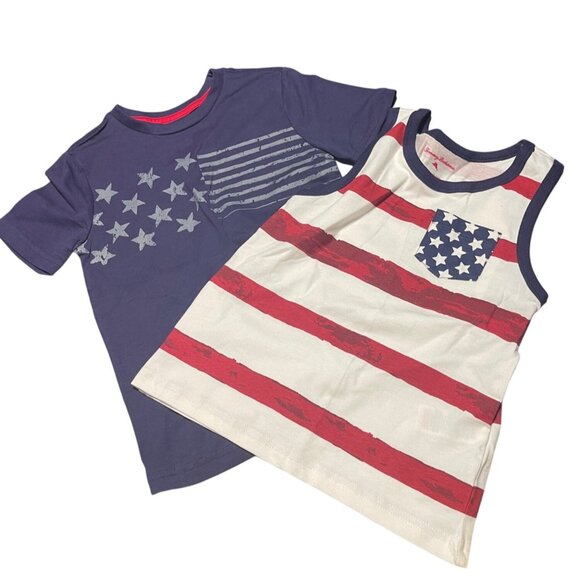 Tommy Bahama Kids 2-Pack USA Graphic Tank & Tee White Red Blue Star Stripe S 5/6 - Picture 1 of 12